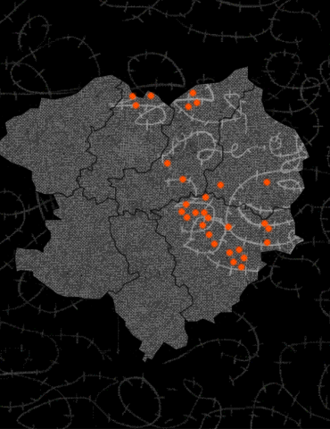 мапа харківської області, де зазначені місця катівень